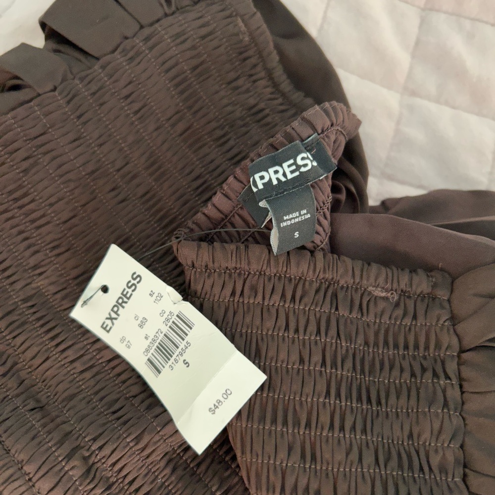 NEW WITH TAGS Express Cropped brown satin like material tube top - Picture 3 of 3
